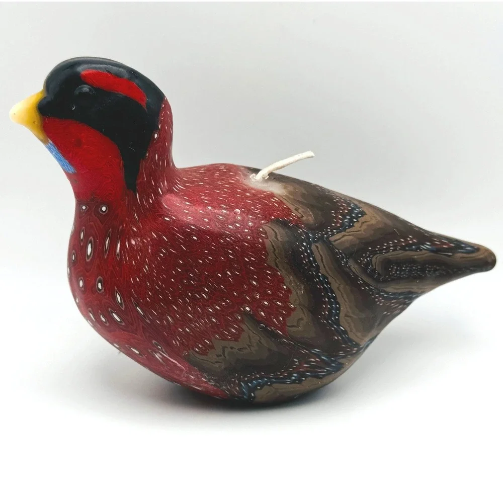 Vintage Hand Painted Pheasant Wax Candle Game Bird Figurine Hunting Cabin Decor